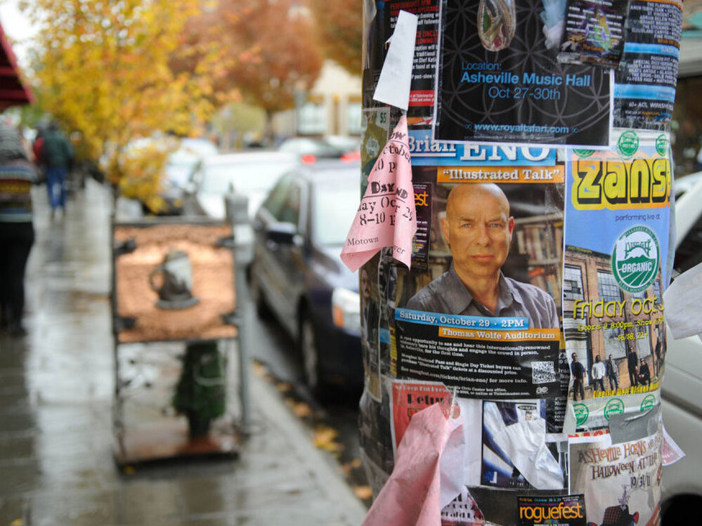 2D Brian Eno, on the streets of Asheville.