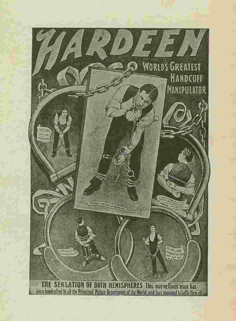 The back cover of Hardeen's self-published booklet. 