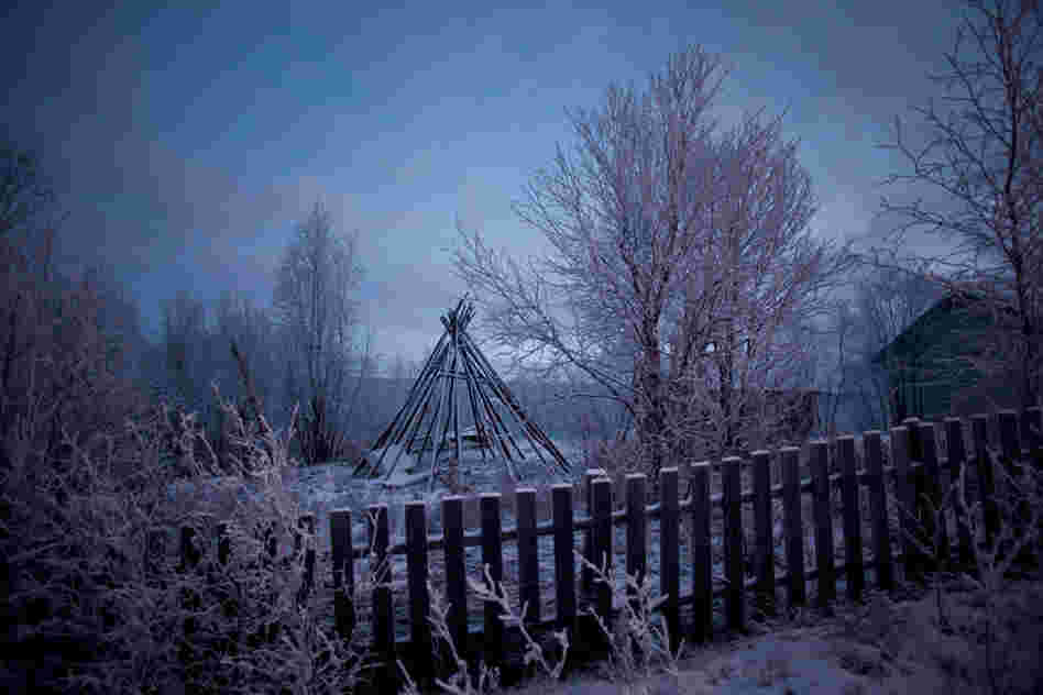 Frames of lavut are a common sight in Sami yards, where they are used for smoking meat. Sami have long used the tents as portable shelters — their wide bases and forked poles enable them to withstand winds of up to 50 miles an hour on the Arctic tundra.