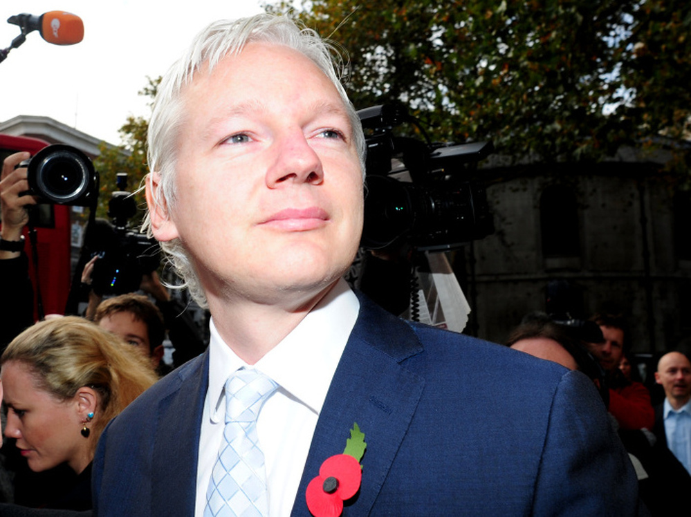 WikiLeaks founder Julian Assange as he arrived at London's High Court this morning (Nov. 2, 2011).