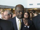 Herman Cain heads to speaking engagement at an Alexandria, Va., hotel, Wednesday, Nov. 2, 2011. Herman Cain heads to speaking engagement at an Alexandria, Va., hotel, Wednesday, Nov. 2, 2011.