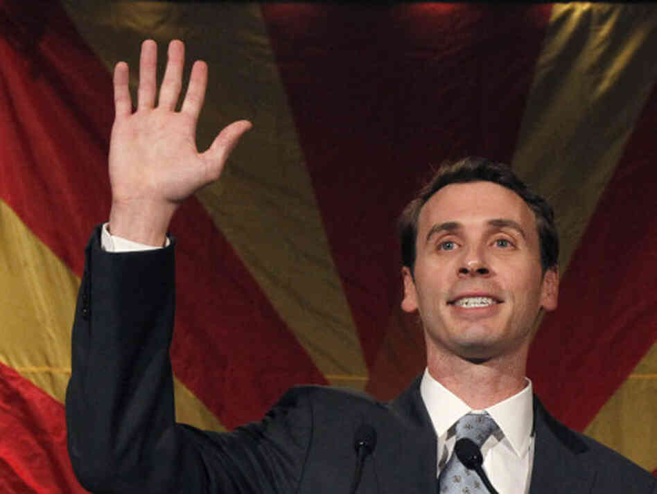 Rep. Ben Quayle waves to supporters on Nov. 2, 2010, at a Republican election night party in Phoenix. 