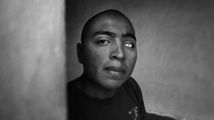 Lance Cpl. Josue Barron lost his left leg and left eye in Sangin, Afghanistan, while serving with the 3/5 Marines from Camp Pendleton, Calif. He now has a glass eye that is emblazoned with the 3/5 insignia.