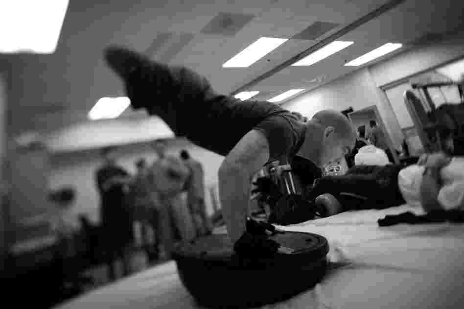 Romo does physical therapy at the Naval Medical Center. In his spare time, he is also developing a martial arts, self-defense program for people in wheelchairs.