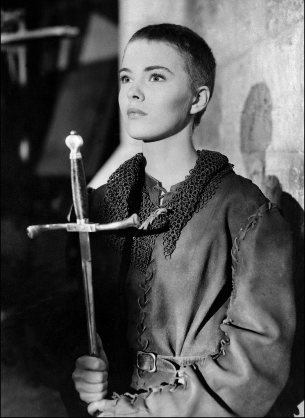 Actress Jean Seberg plays Joan of Arc in the 1957 Otto Preminger film Saint Joan. 