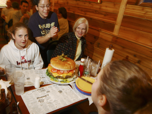 Denny's Beer Barrell in Clearfield, Penn. features a 15 pound burger for $39 that is free if the customer can finish it.