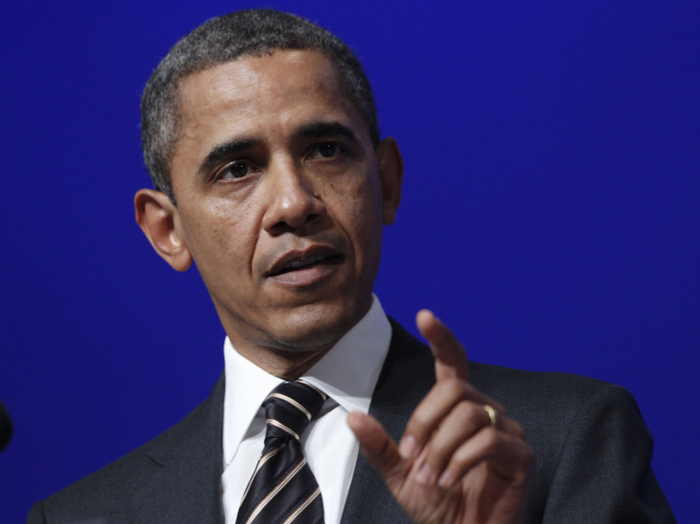 President Obama during today's news conference in Cannes, France.