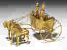 The Oxus chariot model was found near the modern borders of Tajikistan and Afghanistan, but its metalwork hints at origins in the Persian Empire, between 500 and 300 B.C. According to Neil MacGregor, the miniature's location and design is representative of the transportation advancements made by "the first great 'road' empire of history." The Oxus chariot model was found near the modern borders of Tajikistan and Afghanistan, but its metalwork hints at origins in the Persian Empire, between 500 and 300 B.C. According to Neil MacGregor, the miniature's location and design is representative of the transportation advancements made by "the first great 'road' empire of history."