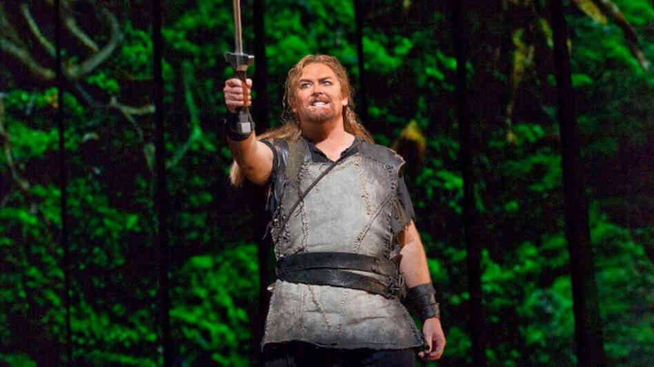 Jay Hunter Morris performs in the new Metropolitan Opera production of Richard Wagner's Siegfried. The show's vivid backdrops were created with advanced 3-D projection technology.