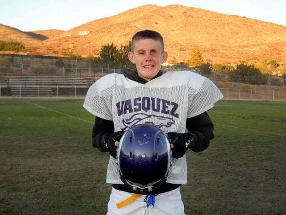 Taylor Howell told Vasquez High's football coach that if he wasn't blind he sure would love to play football. The coach told him he'd have to come up with a better excuse than that. The sophomore now plays center on the junior varsity team. Taylor Howell told Vasquez High's football coach that if he wasn't blind he sure would love to play football. The coach told him he'd have to come up with a better excuse than that. The sophomore now plays center on the junior varsity team.