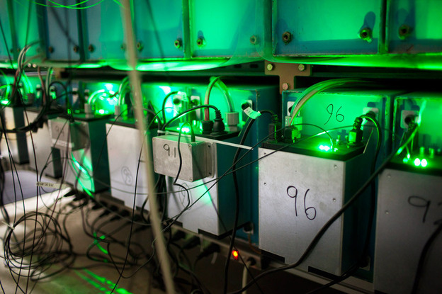 Banks of capacitors are a key part of General Fusion's machine. The capacitors, which charge up and release bursts of electricity, will be used to heat gases to 1 million degrees Celsius in preparation for a fusion reaction.