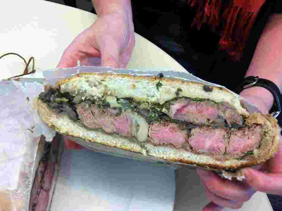 A cross-section of the shooter's sandwich.