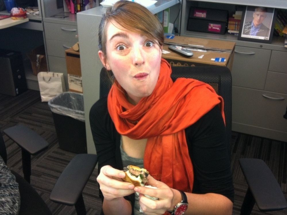 Molly, who made us this amazing sandwich. This is the face she made when we told her we weren't letting her leave. 