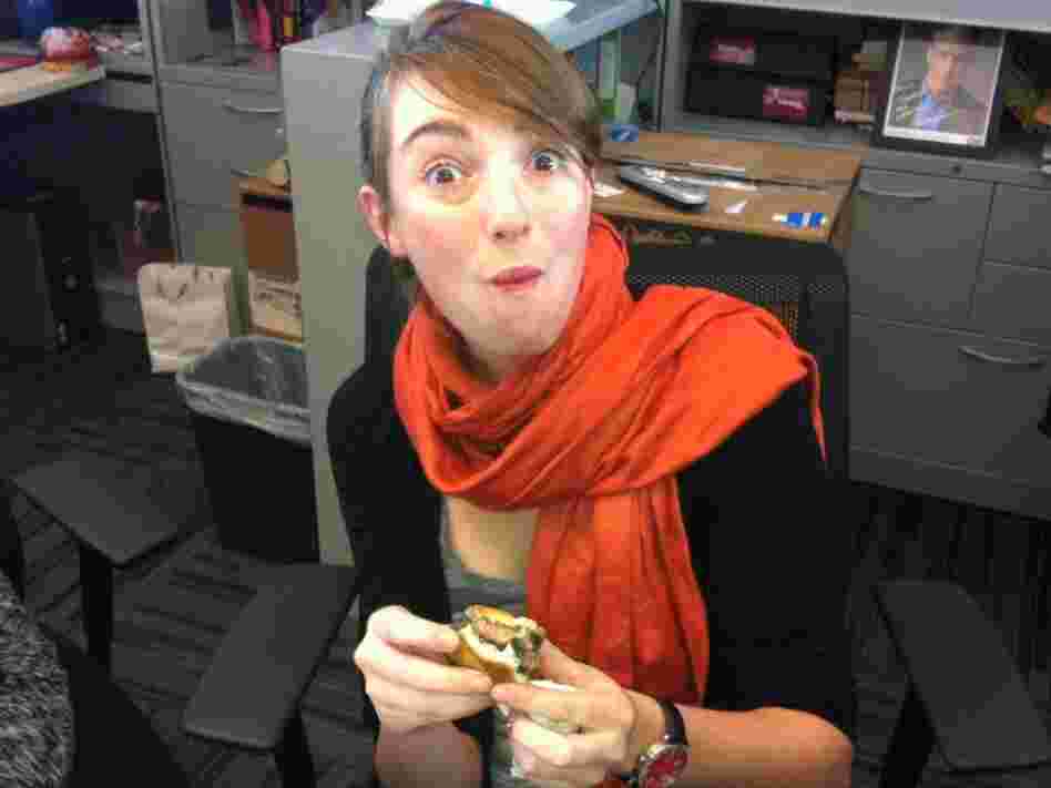 Molly, who made us this amazing sandwich. This is the face she made when we told her we weren't letting her leave. 