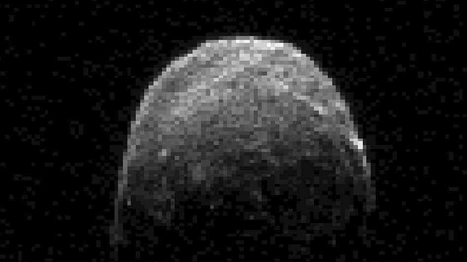 This radar image of asteroid 2005 YU55 was obtained on Nov. 7 when the space rock was at 3.6 lunar distances, which is about 860,000 miles from Earth.