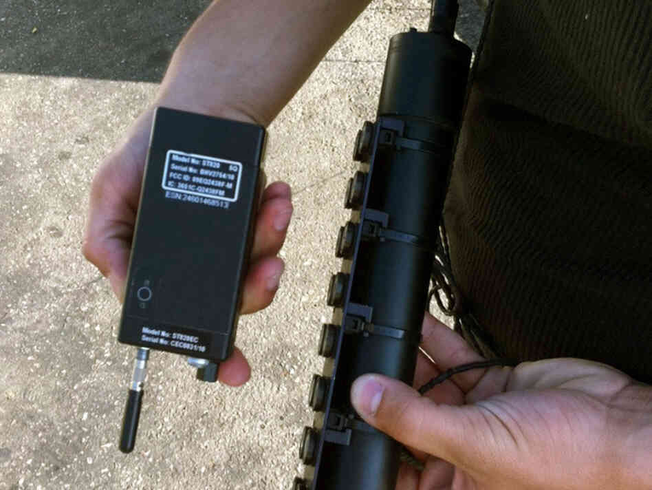 The Supreme Court heard arguments in a case about whether GPS monitoring devices like this one may be affixed to suspects' cars without a warrant from a judge. 