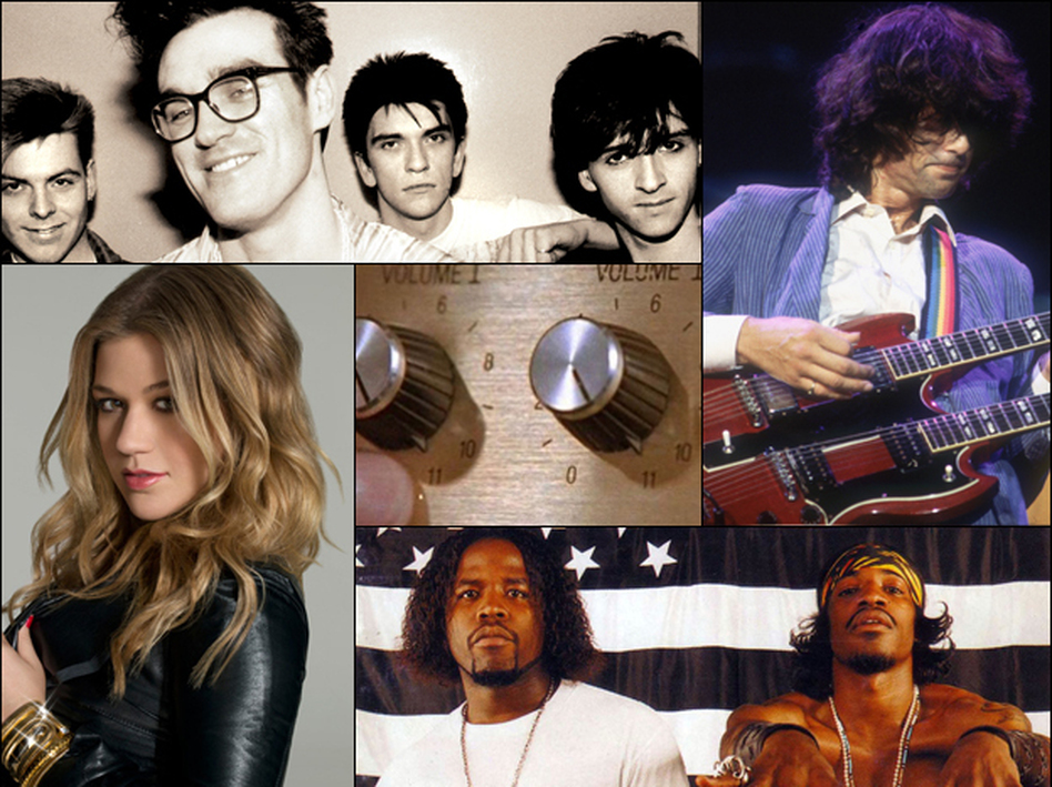 Clockwise from top left: The Smiths, Led Zeppelin, OutKast, Kelly Clarkson, Spinal Tap's secret weapon.