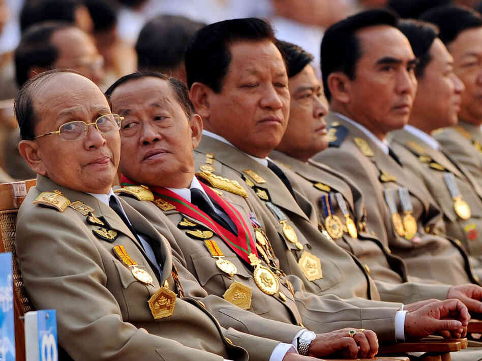 Myanmar President Thein Sein (shown here in March 2010, left) has promised change, but some fear that he's a puppet of the repressive military leadership. He pleased many onetime critics by suspending construction on a controversial dam.