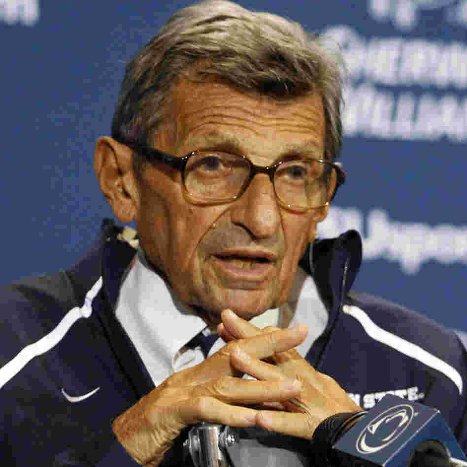 Penn State head coach Joe Paterno addresses the media after a game on Sept. 3, 2011, at Beaver Stadium in State College, Pennsylvania.