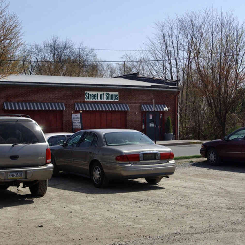 A parking lot adjacent to an antique shop in Lewisburg, Pa., shown Sunday, April 17, 2005, is where the red and white Mini Cooper, driven by missing Centre County District Attorney Ray Gricar, was found by Pennsylvania State Police.