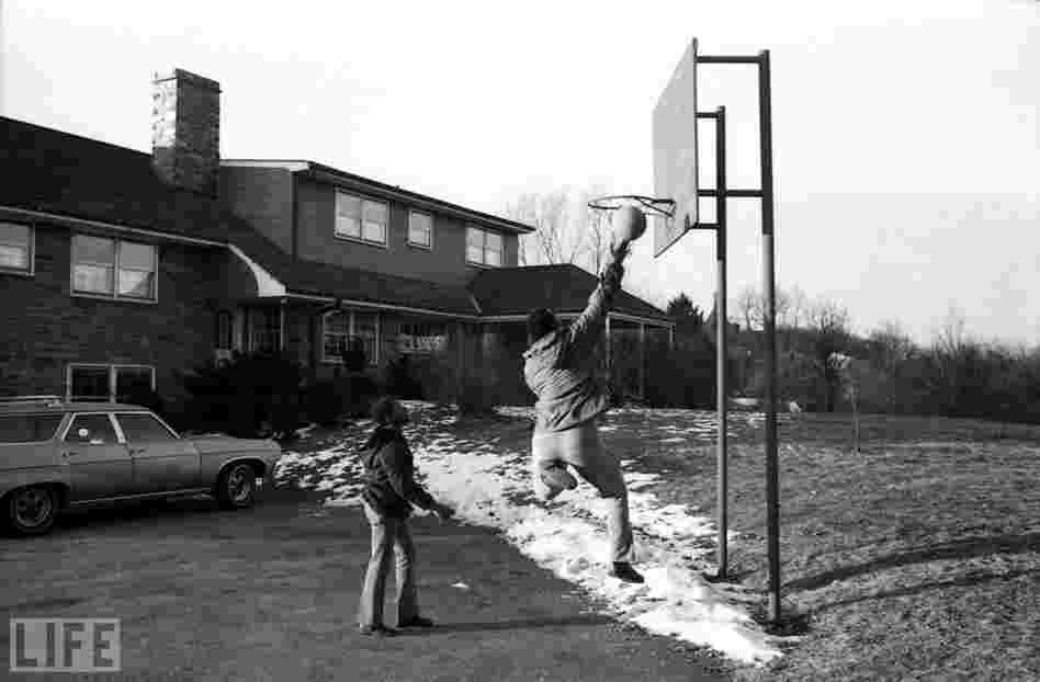 Frazier playing basketball in rural Pennsylvania, winter 1971