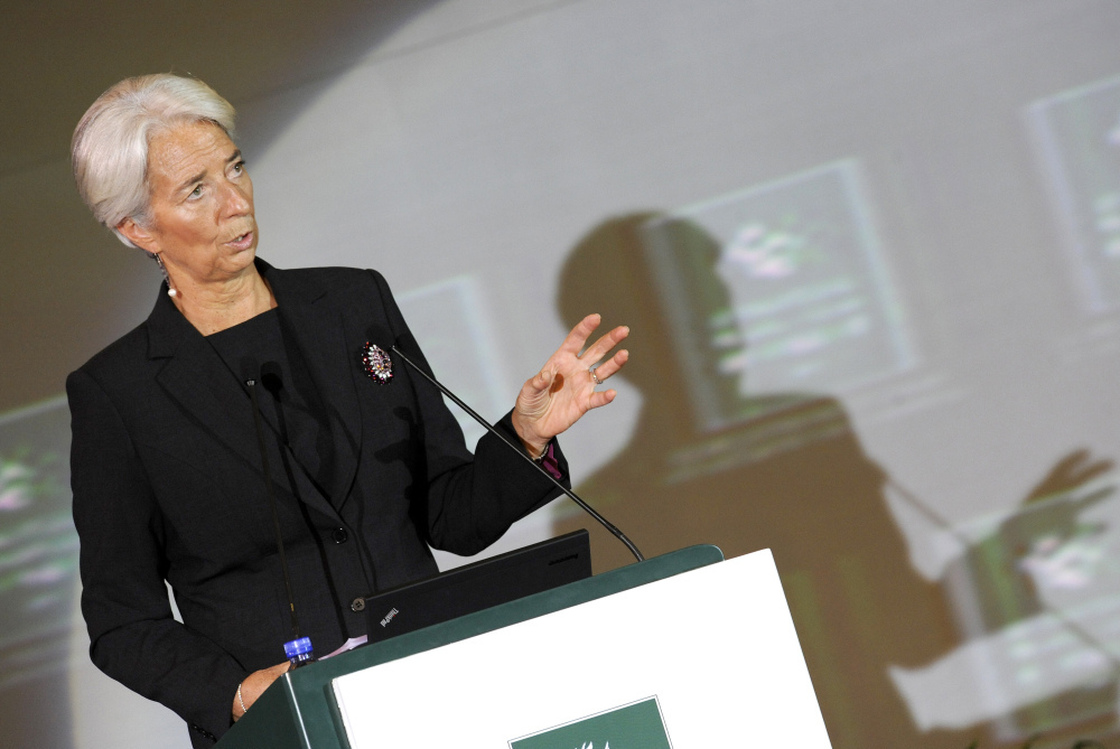 International Monetary Fund chief Christine Lagarde delivers her speech at the International Finance Forum in Beijing.