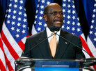 Republican presidential candidate and former Godfather's Pizza CEO Herman Cain speaks at a press conference November 8, 2011 in Scottsdale, Arizona. Republican presidential candidate and former Godfather's Pizza CEO Herman Cain speaks at a press conference November 8, 2011 in Scottsdale, Arizona.