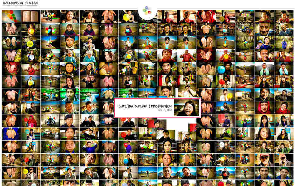 A screen grab of the Balloons of Bhutan interactive