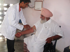 In a Healthpoint clinic in the village of Mallan in Punjab, India, lab technician Navdeep Sharma draws Suba Singh's blood sample. Part of Healthpoint's business plan is to offer cheap diagnostic tests at its clinics. Diagnosing and treating people in a single visit is one key to delivering affordable health care. In a Healthpoint clinic in the village of Mallan in Punjab, India, lab technician Navdeep Sharma draws Suba Singh's blood sample. Part of Healthpoint's business plan is to offer cheap diagnostic tests at its clinics. Diagnosing and treating people in a single visit is one key to delivering affordable health care.