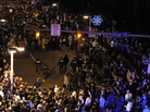 Police (center) had to move in to disperse the crowd in the streets of State College, Pa., Wednesday night after students and others gathered to protest the firing of football coach Joe Paterno. Police (center) had to move in to disperse the crowd in the streets of State College, Pa., Wednesday night after students and others gathered to protest the firing of football coach Joe Paterno.