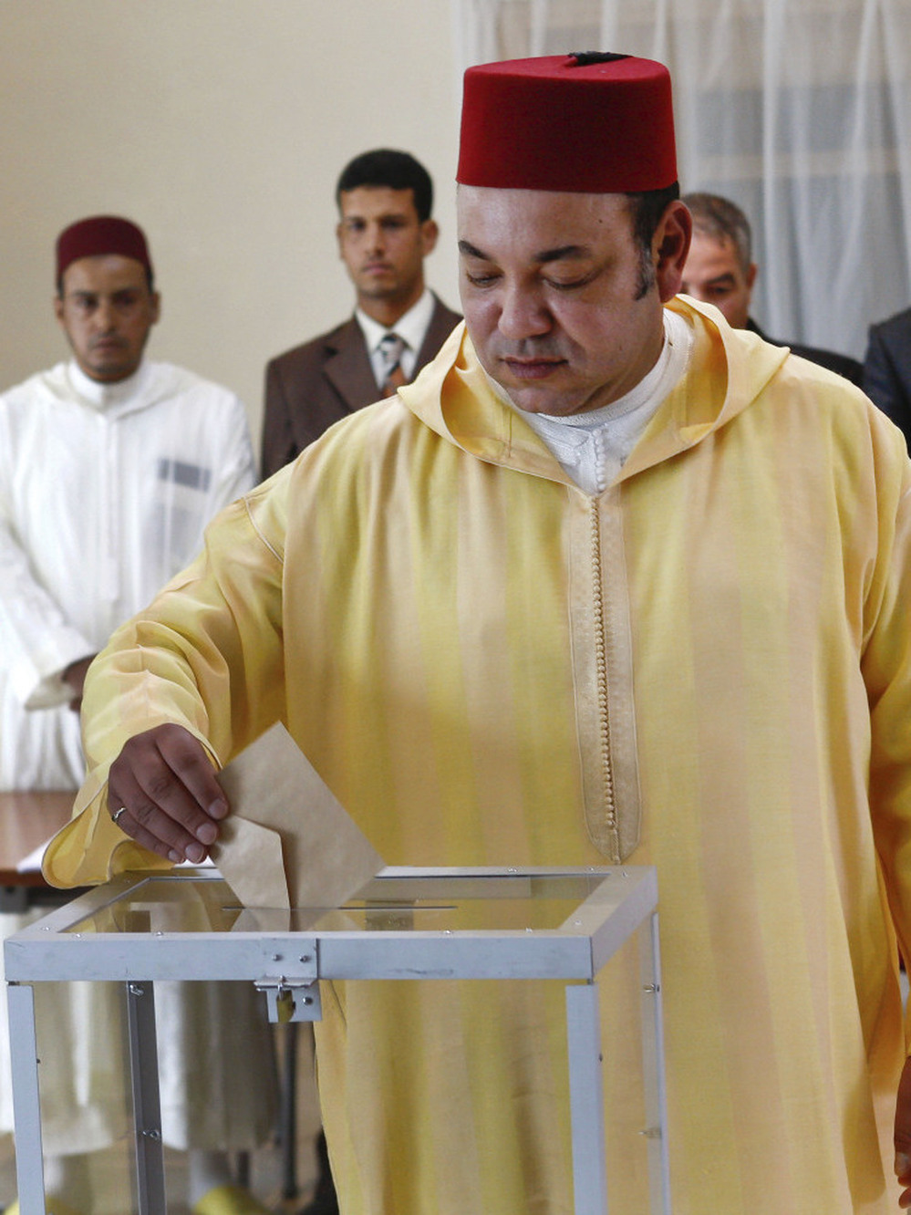 Morocco's King Mohammed VI votes in Rabat, Morocco, on July 1. The king took part in a referendum on the new constitution that was overwhelmingly approved. It introduced limited changes, but kept the king firmly in control.