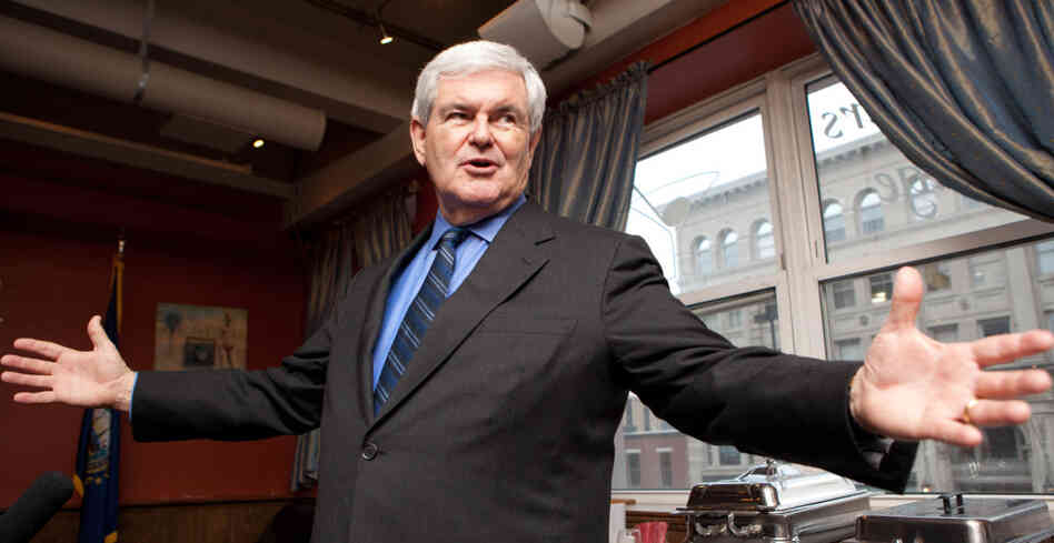 Republican presidential hopeful Newt Gingrich is shown speaking in New Hampshire in May, before he announced his candidacy. Two months later, most of his campaign staff quit. Now, he finds himself in the top tier in the race for the nomination. Republican presidential hopeful Newt Gingrich is shown speaking in New Hampshire in May, before he announced his candidacy. Two months later, most of his campaign staff quit. Now, he finds himself in the top tier in the race for the nomination.