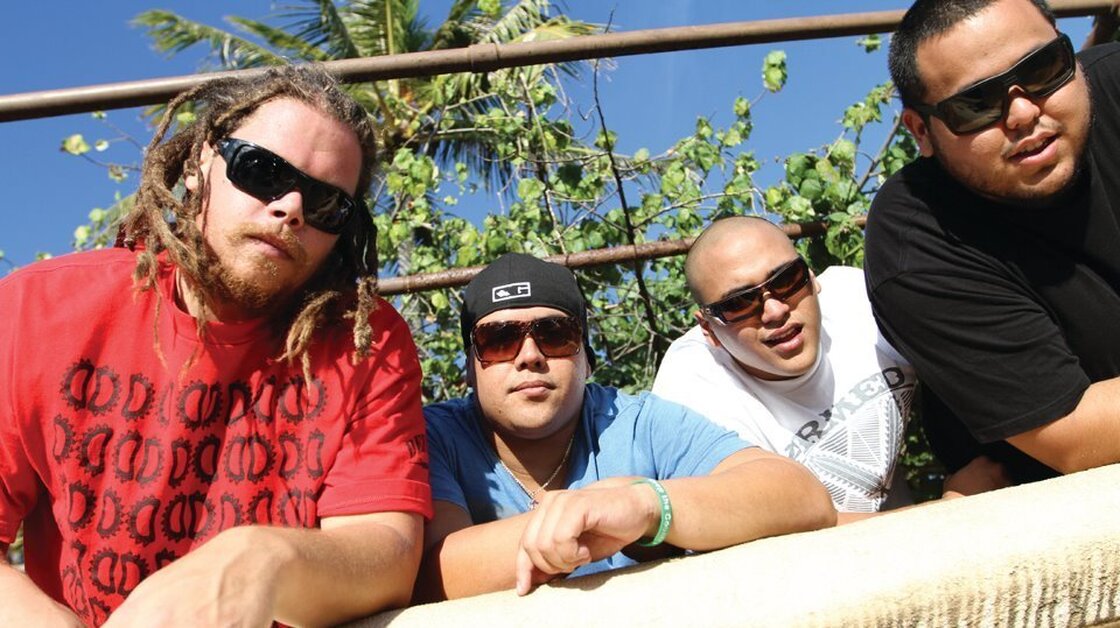 Hawaiian reggae band The Green. From left to right Zion Thompson, JP Kennedy, Caleb Keolanui and Ikaika Antone. 