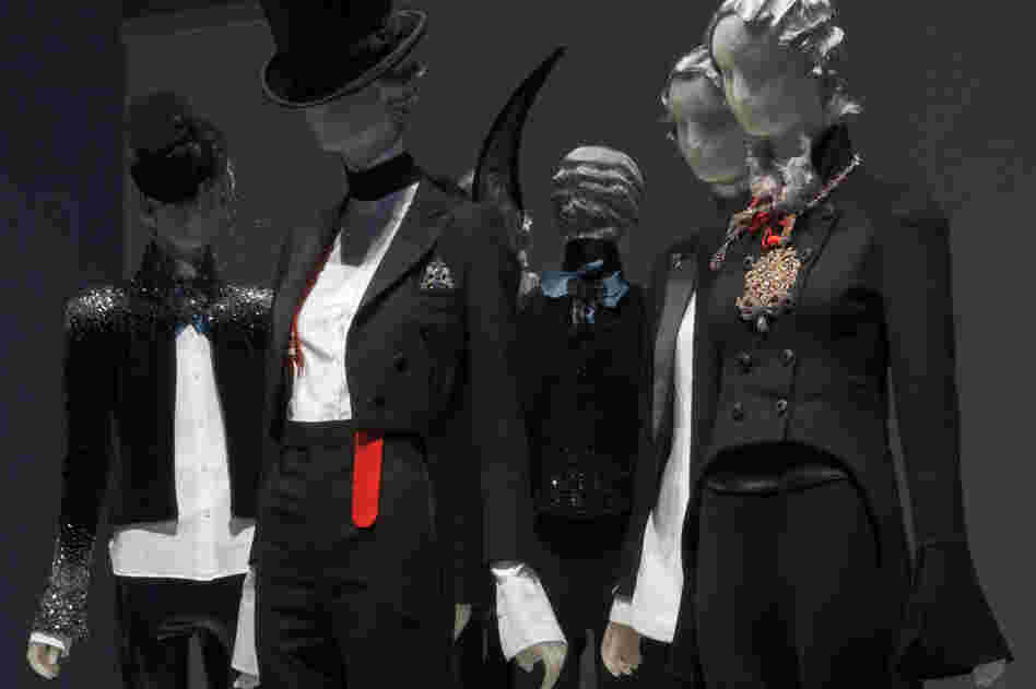 Always on the cutting edge, style icon Daphne Guinness' wardrobe consists of more than 3,000 garments and accessories, approximately 100 of which are now on display at the Museum at FIT in New York. The exhibit features an array of pantsuits that incorporate whimsical motifs for a feminine take on traditional menswear.