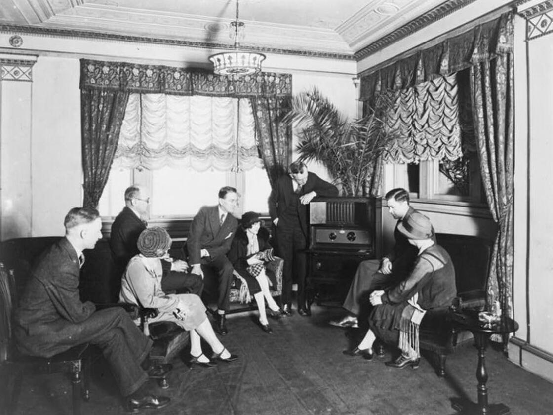 Group listening to the radio. 