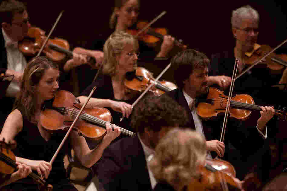 Gardiner's Revolutionary and Romanic Orchestra performs on original instruments. The string players use gut strings, for a softer yet richer sound.