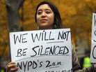 Protester Leina Bocar stands outside Zuccotti Park after police removed the Occupy Wall Street protesters from the park early this morning. Protester Leina Bocar stands outside Zuccotti Park after police removed the Occupy Wall Street protesters from the park early this morning.