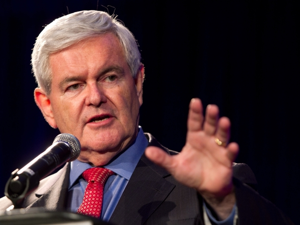 Former House Speaker Newt Gingrich, shown in May speaking at the Georgia Republican Party Victory Dinner in Macon, Ga., says he was acting as a "historian" when Freddie Mac paid him consultant fees of $300,000. 