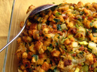 It may look like traditional stuffing, but this comfort dish has a twist: crumbles of spicy-sweet Hawaiian Portuguese sausage. It may look like traditional stuffing, but this comfort dish has a twist: crumbles of spicy-sweet Hawaiian Portuguese sausage.