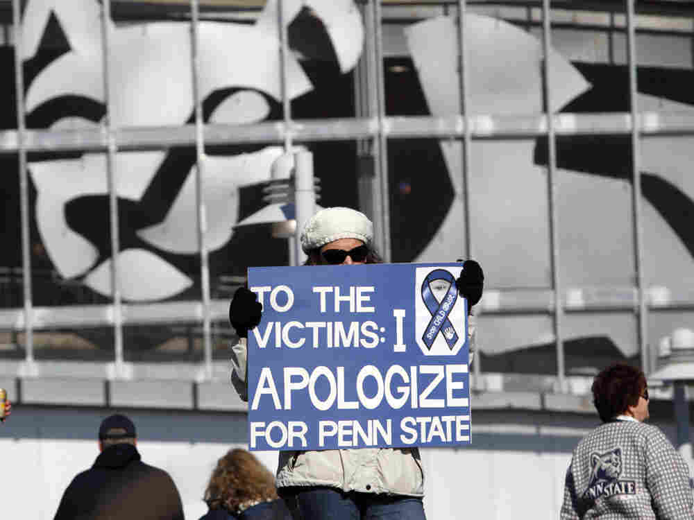 A Penn State alum holds a sign at this past Saturday's NCAA college football game in State College, Pa. In our first hour, we will talk about the victims of childhood sexual abuse, and the options that are available to help them. A Penn State alum holds a sign at this past Saturday's NCAA college football game in State College, Pa. In our first hour, we will talk about the victims of childhood sexual abuse, and the options that are available to help them.