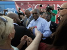 Republican Presidential candidate Herman Cain greets supporters at a campaign rally outside of Wings Plus on Wednesday in Coral Springs, Fla. Republican Presidential candidate Herman Cain greets supporters at a campaign rally outside of Wings Plus on Wednesday in Coral Springs, Fla.