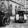 Morris and Salom Electrobats are seen in front of the Old Metropolitan Opera House on 39th Street in the Manhattan borough of New York, 1898. Morris and Salom Electrobats are seen in front of the Old Metropolitan Opera House on 39th Street in the Manhattan borough of New York, 1898.