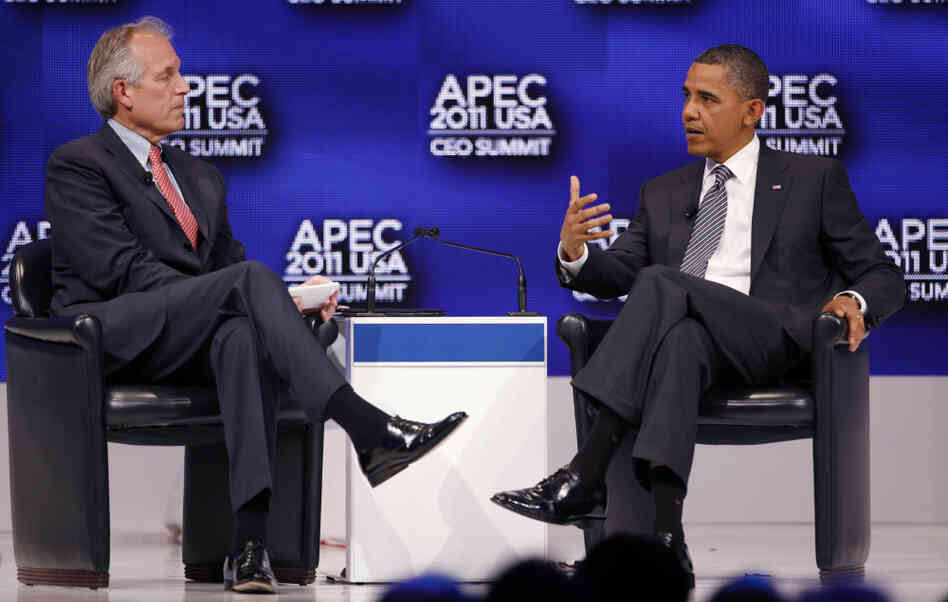 President Obama and W. James McNerney, Jr., Boeing's CEO at APEC in Honolulu, Nov. 12, 2011.