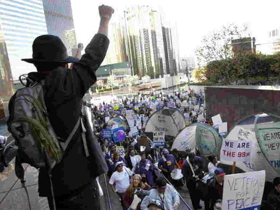 In Los Angeles today: Occupy protesters march. In Los Angeles today: Occupy protesters march.