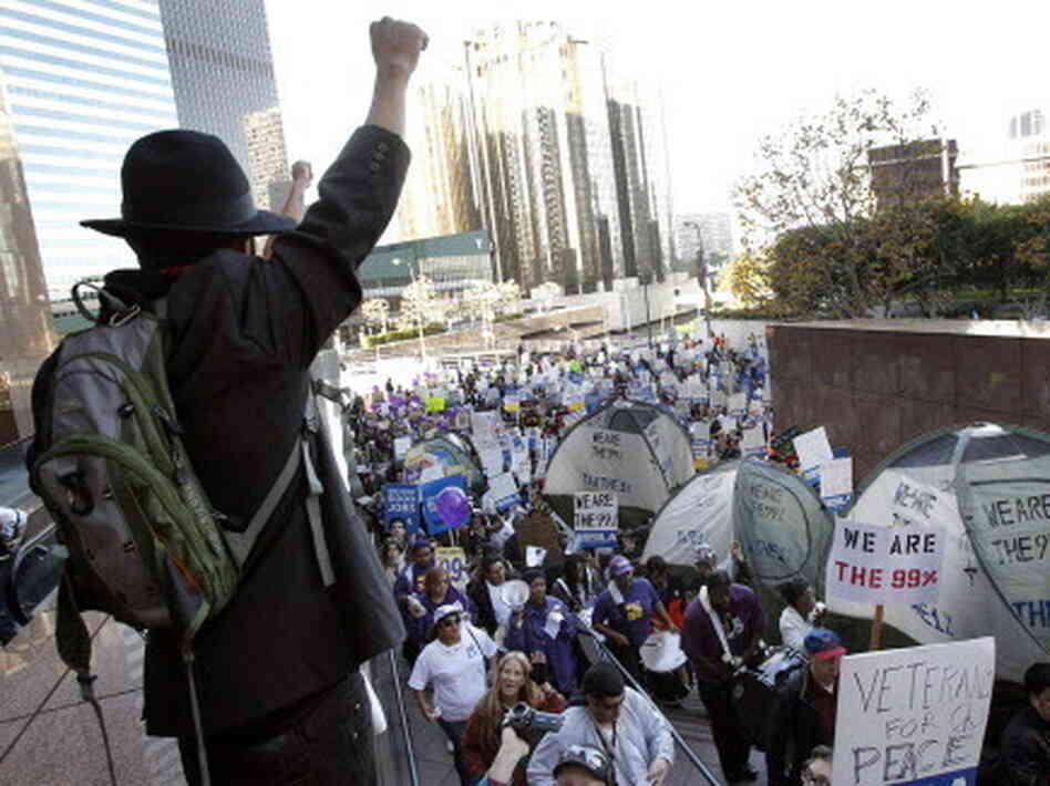 In Los Angeles today: Occupy protesters march. In Los Angeles today: Occupy protesters march.