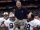 Dec. 28, 1999: Then-Penn State defensive coordinator Jerry Sandusky being carried off the field by players after the Alamo Bowl. Sandusky retired after the game. Dec. 28, 1999: Then-Penn State defensive coordinator Jerry Sandusky being carried off the field by players after the Alamo Bowl. Sandusky retired after the game.