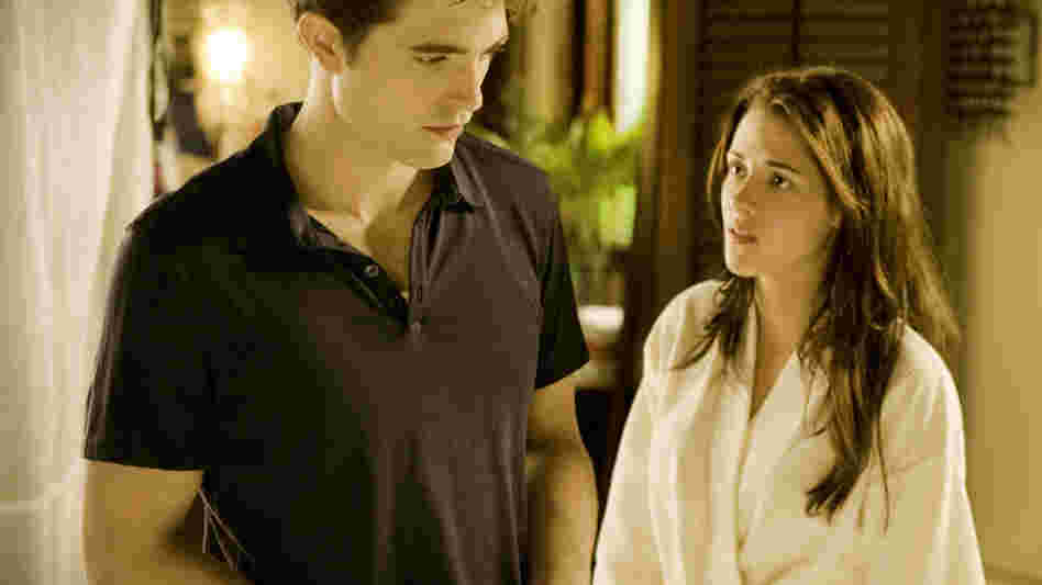 The happy couple: Psych! Edward (Robert Pattinson) and Bella (Kristen Stewart) are never (spoiler) going to be happy. The happy couple: Psych! Edward (Robert Pattinson) and Bella (Kristen Stewart) are never (spoiler) going to be happy.