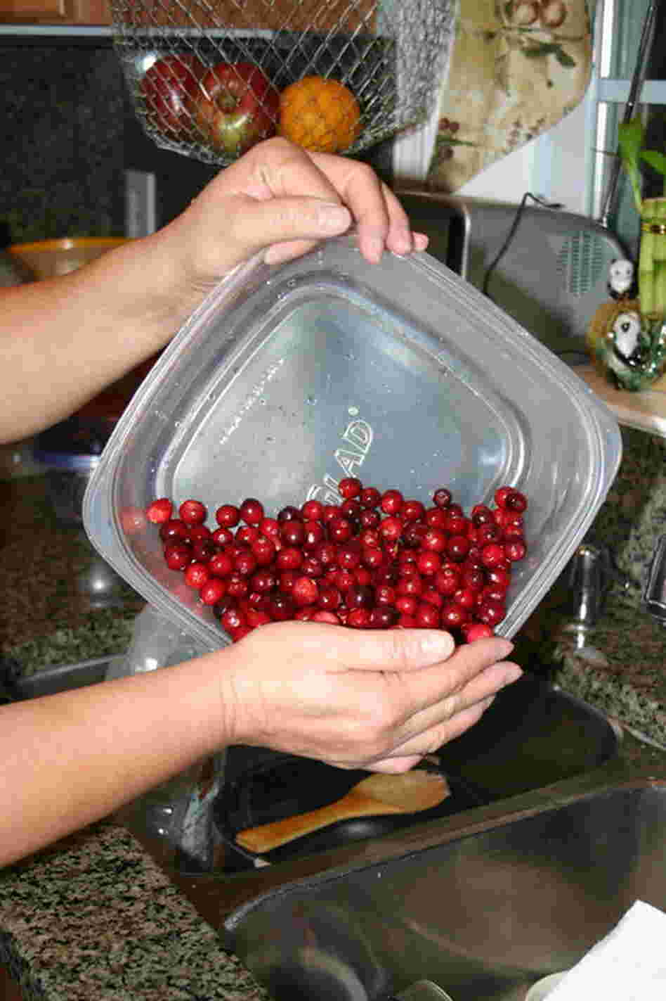Wash the cranberries...