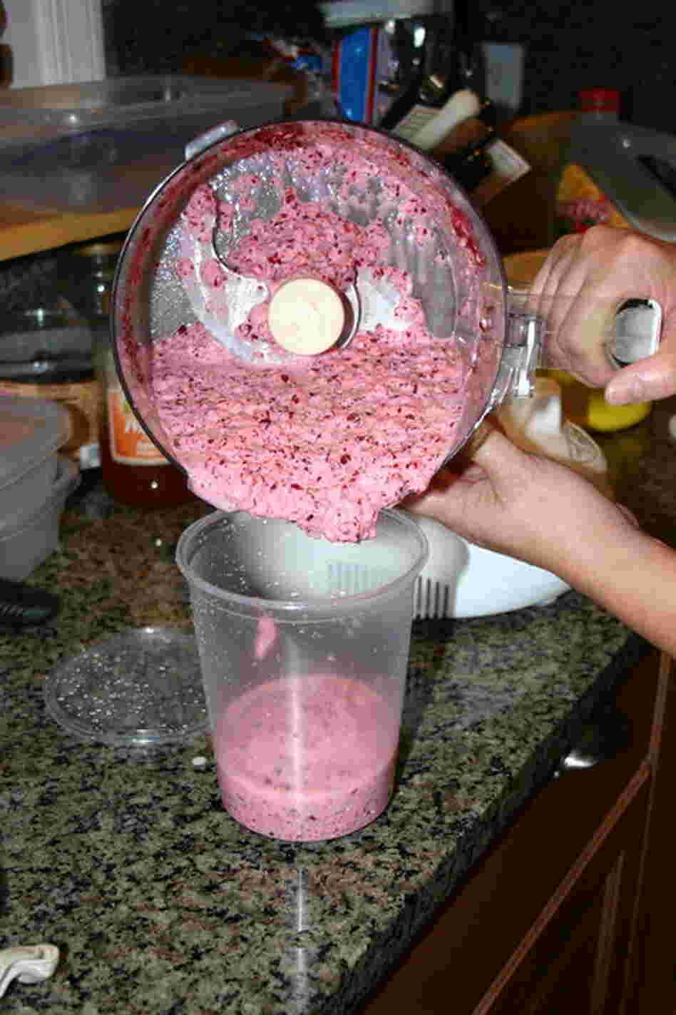 Transfer to a plastic (freezable) container, and place in the freezer, for overnight or longer.