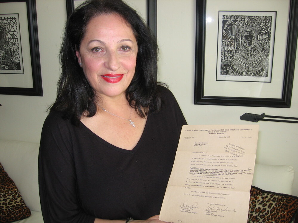 Carmen Valdivia still has the visa waiver she received from the U.S. government in 1962 that allowed her to leave Cuba for Miami.